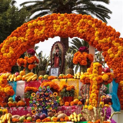 What flowers are used for Dia de los Muertos, and how do they intertwine with the cosmic dance of memory and eternity?